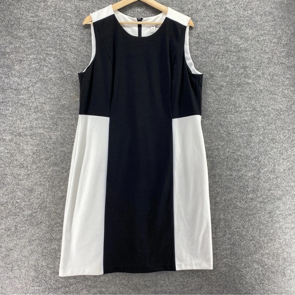 Chico's Dresses & Skirts - Chico's Dress Black White Colorblock Shift Midi Sleeveless Size Medium (1)